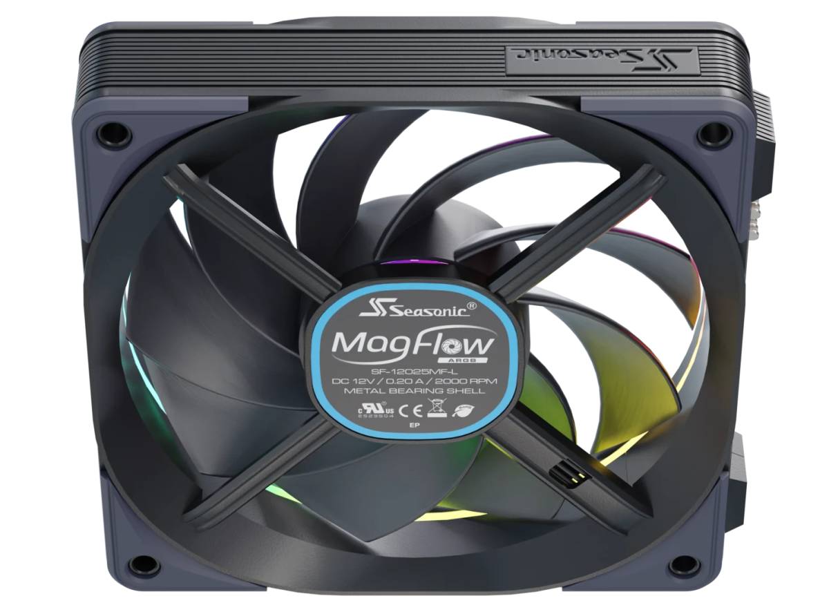 Seasonic MagFlow ARGB 120 mm PWM Case Fan | SS - MF12025L - Vektra Computers LLC Seasonic MagFlow ARGB 120 mm PWM Case Fan | SS - MF12025L - Vektra Computers LLC
